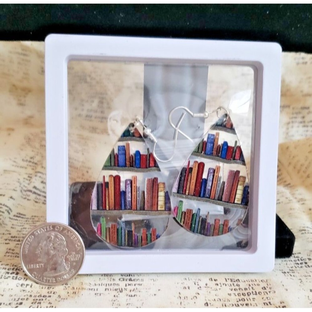 Book Lovers / Librarian / Teacher Gift - Shelves of Books Earrings - Whimsical
